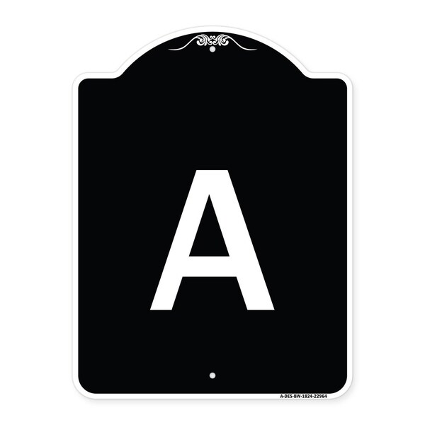 Signmission Sign with Letter A Heavy-Gauge Aluminum Architectural Sign, 24" x 18", BW-1824-22964 A-DES-BW-1824-22964 - main